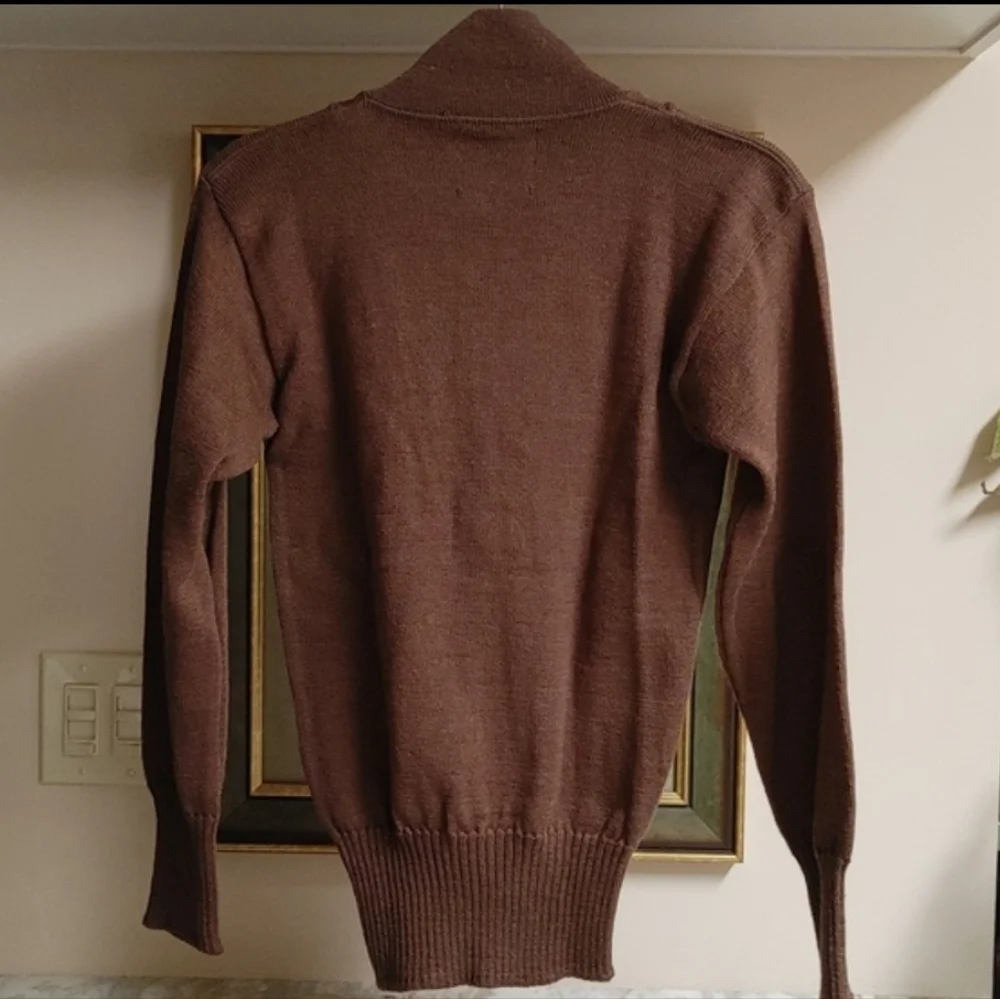 Olive Drab Military Army 5 Button Pull-Over Sweater